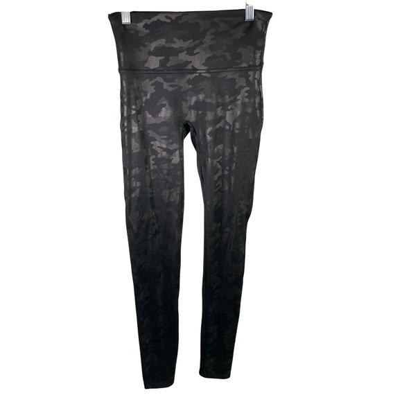 SPANX Black Camo Print‎ High Waisted Leggings Women's Athletic Workout Pants - Picture 1 of 14